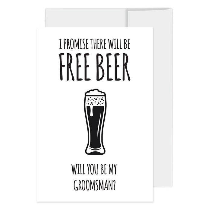 Groomsmen Proposal Cards with Envelopes, Your Service Is Required As A Groomsman-Set of 16-Andaz Press-I Promise There Will Be Free Beer-