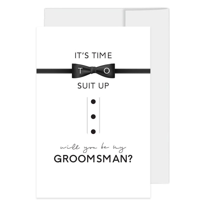 Groomsmen Proposal Cards with Envelopes, Your Service Is Required As A Groomsman-Set of 16-Andaz Press-It's Time To Suit Up-