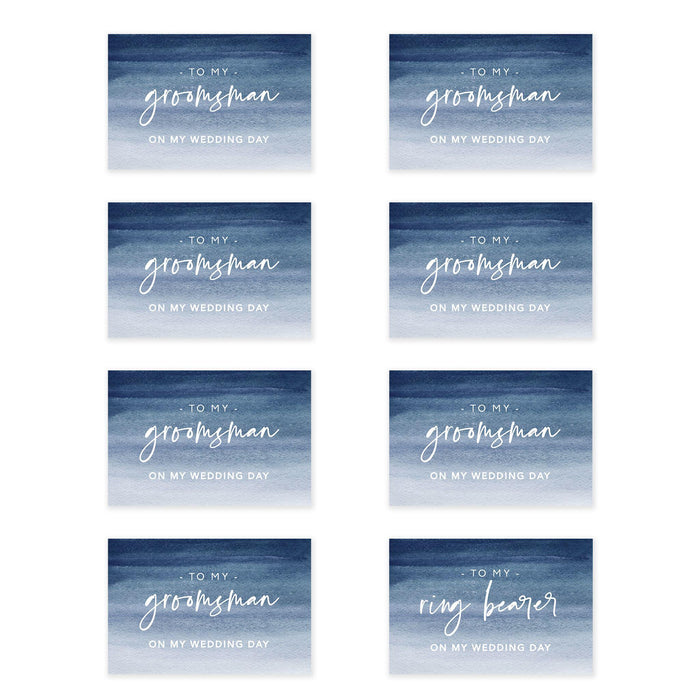 Groomsmen Wedding Day Gift Cards with Envelopes, On My Wedding Day Cards, Ring Bearer Thank You Cards-Set of 8-Andaz Press-Eucalyptus Leaves-