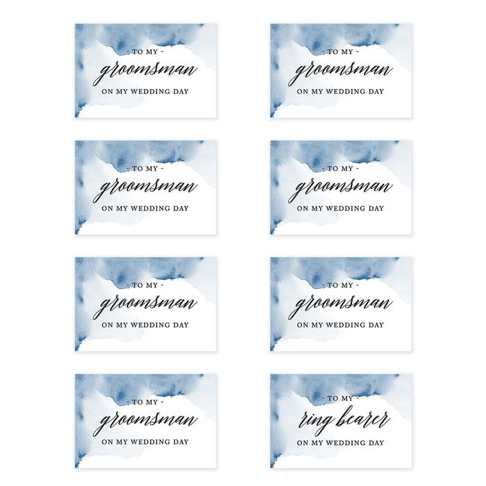 Groomsmen Wedding Day Gift Cards with Envelopes, On My Wedding Day Cards, Ring Bearer Thank You Cards-Set of 8-Andaz Press-Eucalyptus Leaves-