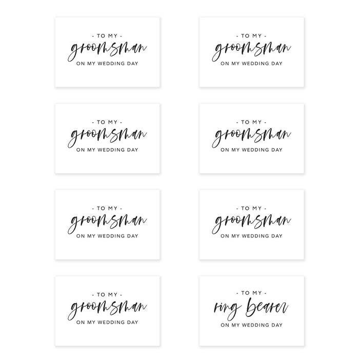 Groomsmen Wedding Day Gift Cards with Envelopes, On My Wedding Day Cards, Ring Bearer Thank You Cards-Set of 8-Andaz Press-Eucalyptus Leaves-