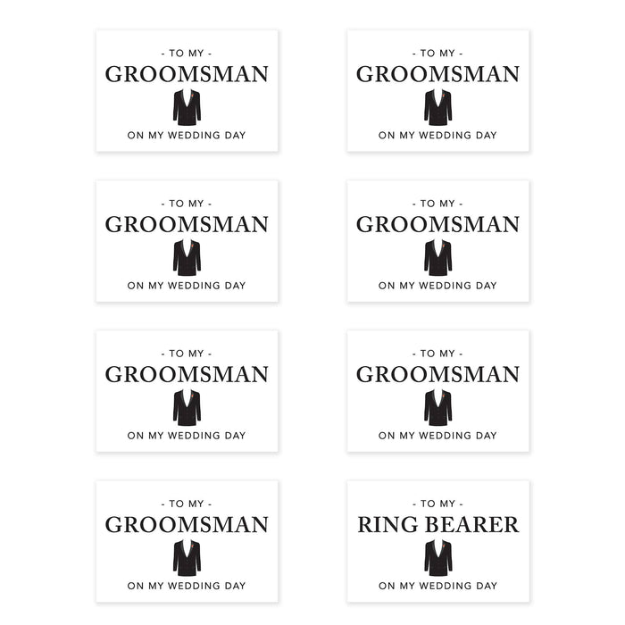 Groomsmen Wedding Day Gift Cards with Envelopes, On My Wedding Day Cards, Ring Bearer Thank You Cards-Set of 8-Andaz Press-Eucalyptus Leaves-