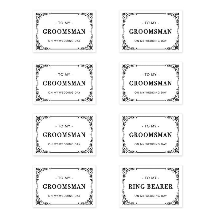 Groomsmen Wedding Day Gift Cards with Envelopes, On My Wedding Day Cards, Ring Bearer Thank You Cards-Set of 8-Andaz Press-Eucalyptus Leaves-