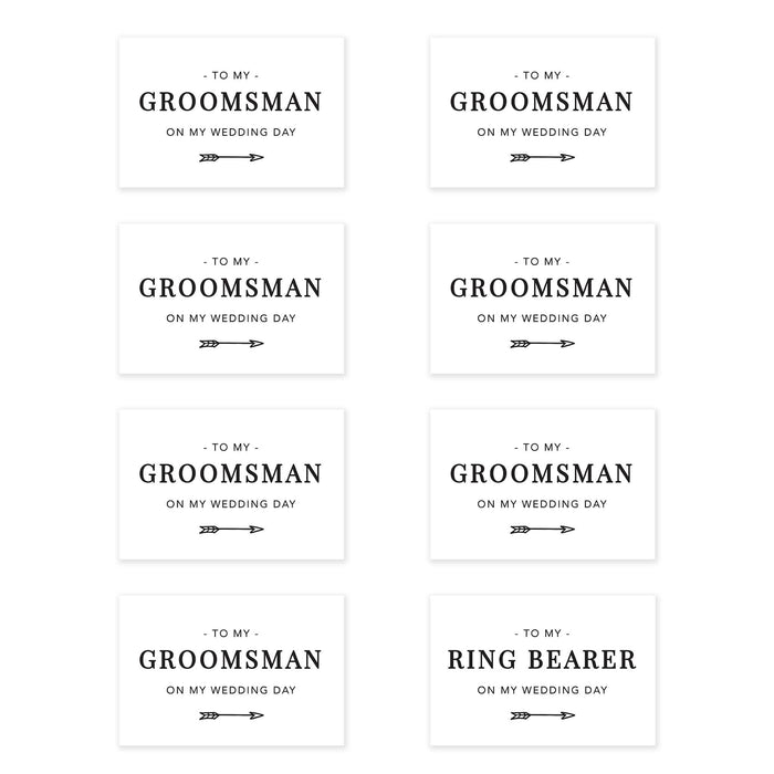 Groomsmen Wedding Day Gift Cards with Envelopes, On My Wedding Day Cards, Ring Bearer Thank You Cards-Set of 8-Andaz Press-Eucalyptus Leaves-