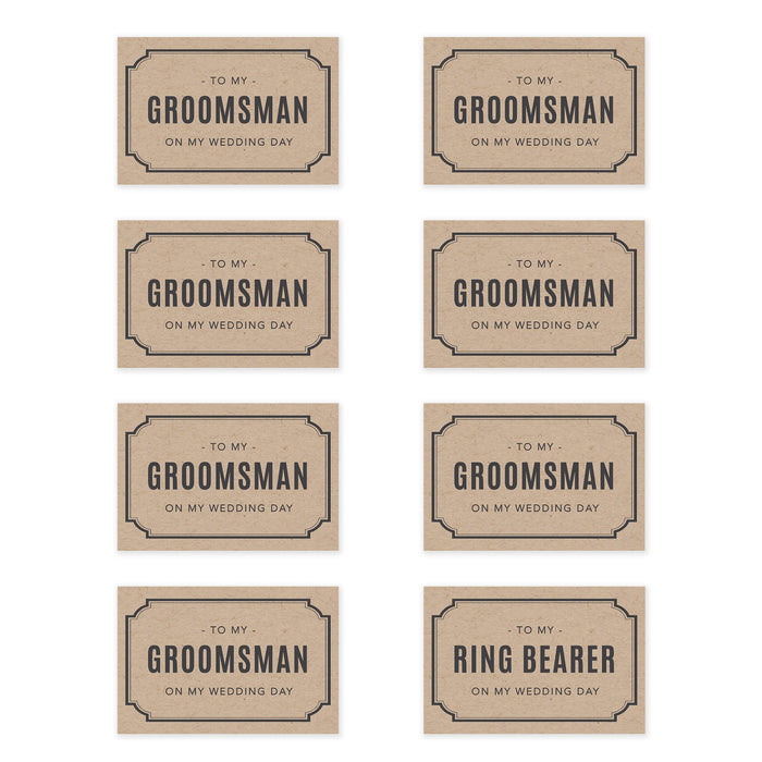 Groomsmen Wedding Day Gift Cards with Envelopes, On My Wedding Day Cards, Ring Bearer Thank You Cards-Set of 8-Andaz Press-Eucalyptus Leaves-