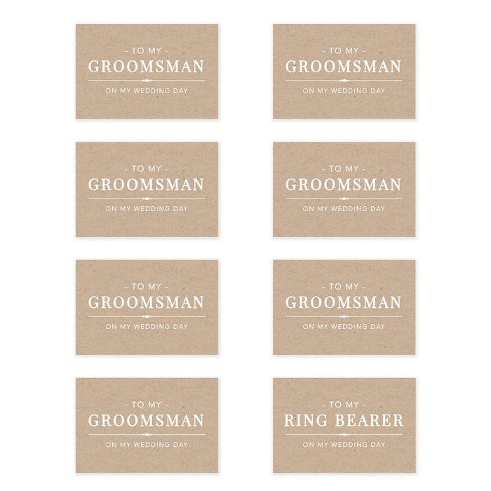 Groomsmen Wedding Day Gift Cards with Envelopes, On My Wedding Day Cards, Ring Bearer Thank You Cards-Set of 8-Andaz Press-Eucalyptus Leaves-