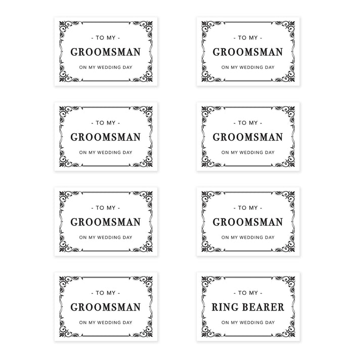 Groomsmen Wedding Day Gift Cards with Envelopes, On My Wedding Day Cards, Ring Bearer Thank You Cards-Set of 8-Andaz Press-Art Deco-