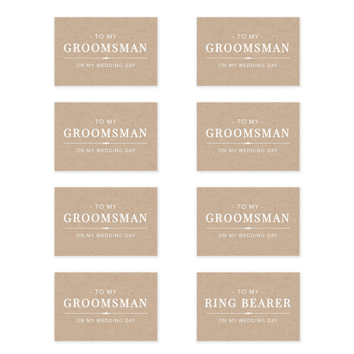 Groomsmen Wedding Day Gift Cards with Envelopes, On My Wedding Day Cards, Ring Bearer Thank You Cards-Set of 8-Andaz Press-Kraft Brown-