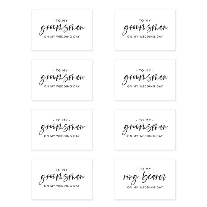 Groomsmen Wedding Day Gift Cards with Envelopes, On My Wedding Day Cards, Ring Bearer Thank You Cards-Set of 8-Andaz Press-Modern-
