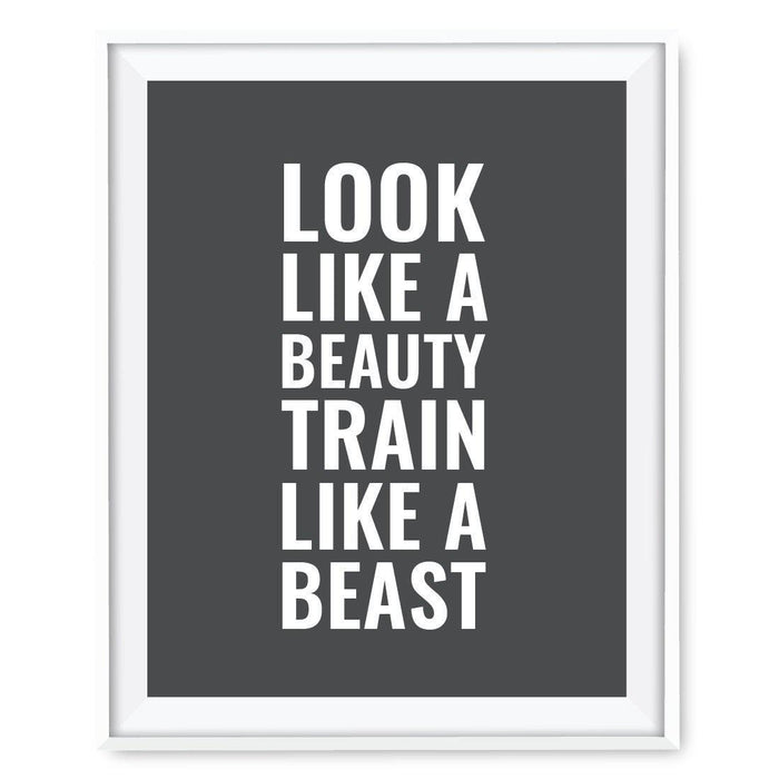 Gym Fitness 8.5x11-inch Wall Art Collection-Set of 1-Andaz Press-Look Like a Beauty Train Like a Beast Poster-