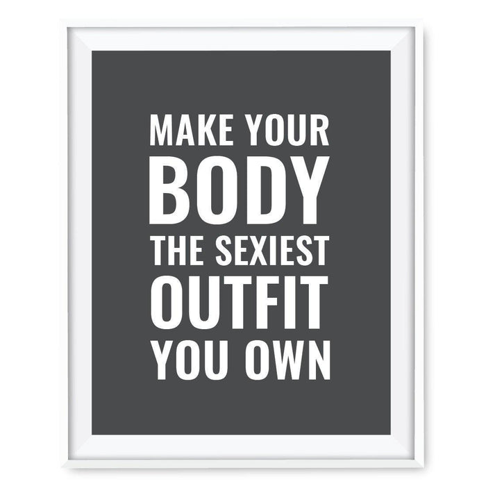 Gym Fitness 8.5x11-inch Wall Art Collection-Set of 1-Andaz Press-Make Your Body The Sexiest Outfit You Own Poster-