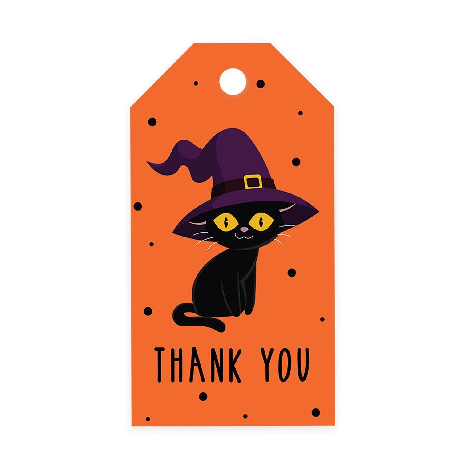 Koyal Wholesale 100-pk Smiling Pumpkin Halloween Gift Tags with String, Favor Bag Tags Halloween Decorations, Black
