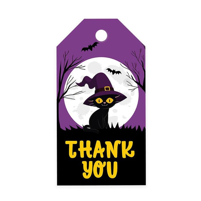 Halloween Gift Tags With String For Kids Gift Bags Candy Packaging Supplies Baking Wrapping-Set of 100-Andaz Press-Cute Black Cat-