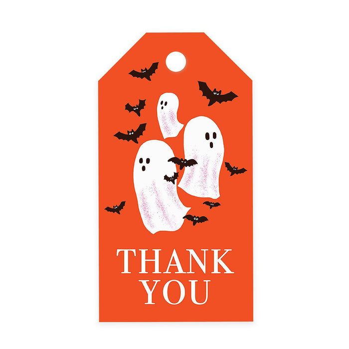 Halloween Gift Tags With String For Kids Gift Bags Candy Packaging Supplies Baking Wrapping-Set of 100-Andaz Press-Ghosts and Bats-