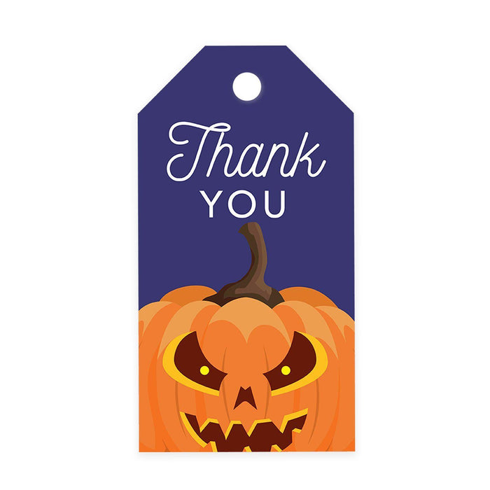 Halloween Gift Tags With String For Kids Gift Bags Candy Packaging Supplies Baking Wrapping-Set of 100-Andaz Press-Pumpkin Face-