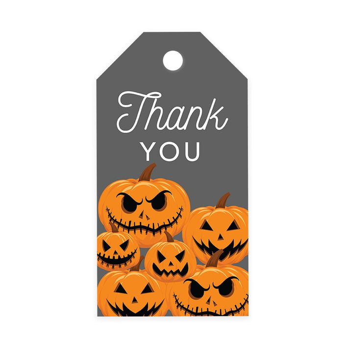 Halloween Gift Tags With String For Kids Gift Bags Candy Packaging Supplies Baking Wrapping-Set of 100-Andaz Press-Scary Pumpkins-