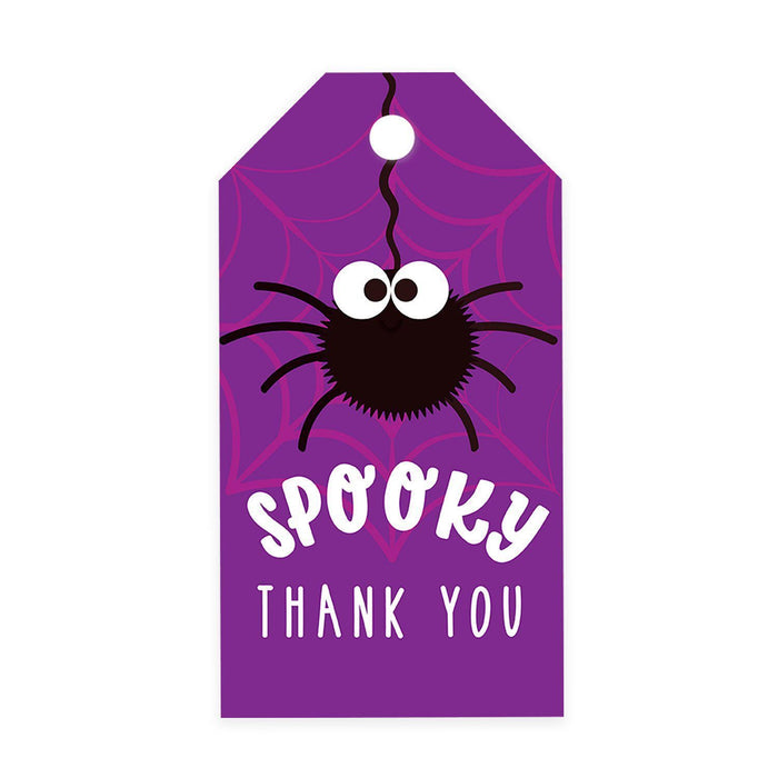 Halloween Gift Tags With String For Kids Gift Bags Candy Packaging Supplies Baking Wrapping-Set of 100-Andaz Press-Spooky Cute Spider-