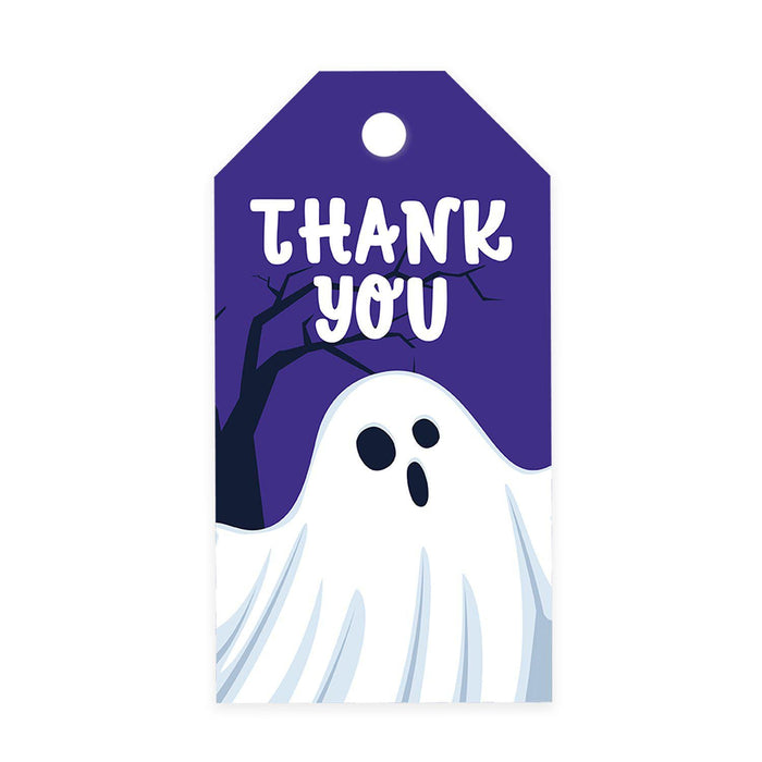 Halloween Gift Tags With String For Kids Gift Bags Candy Packaging Supplies Baking Wrapping-Set of 100-Andaz Press-Spooky Ghost-