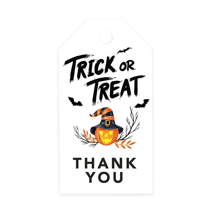 Halloween Gift Tags With String For Kids Gift Bags Candy Packaging Supplies Baking Wrapping-Set of 100-Andaz Press-Trick or Treat Pumpkin-