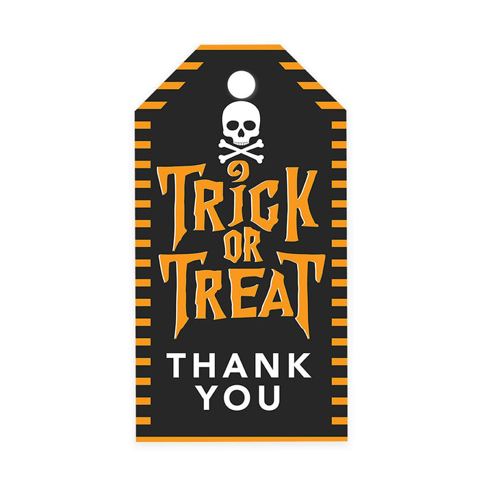 Halloween Gift Tags With String For Kids Gift Bags Candy Packaging Supplies Baking Wrapping-Set of 100-Andaz Press-Trick or Treat Skull-