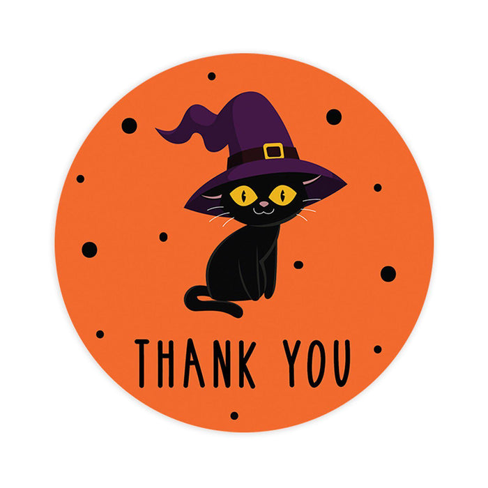 Halloween Thank You Stickers Labels For Kids Treat Bags Goodie, Halloween Party Favors-Set of 120-Andaz Press-Black Cat-