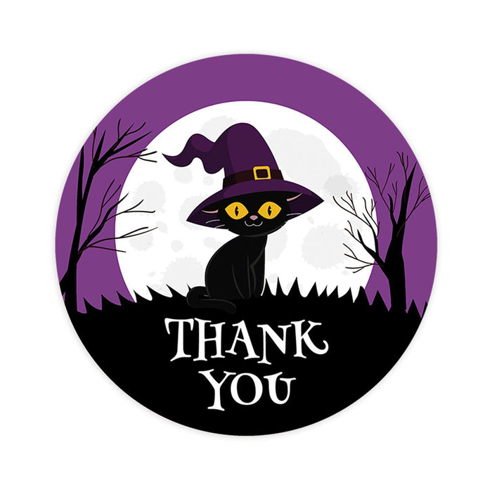 Halloween Thank You Stickers Labels For Kids Treat Bags Goodie, Halloween Party Favors-Set of 120-Andaz Press-Cute Black Cat-