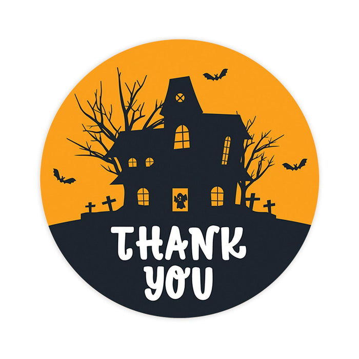 Halloween Thank You Stickers Labels For Kids Treat Bags Goodie, Halloween Party Favors-Set of 120-Andaz Press-Haunted House-