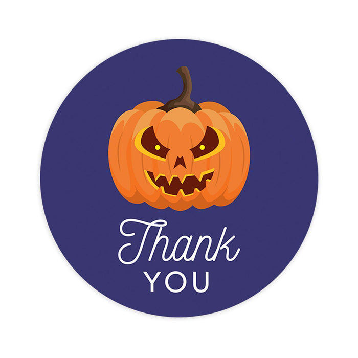 Halloween Thank You Stickers Labels For Kids Treat Bags Goodie, Halloween Party Favors-Set of 120-Andaz Press-Pumpkin Face-