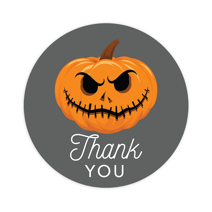 Halloween Thank You Stickers Labels For Kids Treat Bags Goodie, Halloween Party Favors-Set of 120-Andaz Press-Scary Pumpkin-