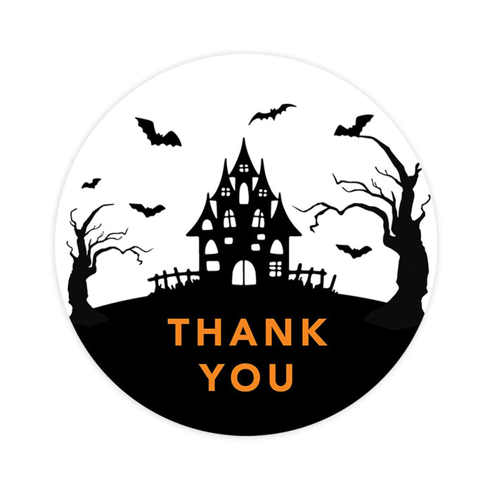 Halloween Thank You Stickers Labels For Kids Treat Bags Goodie, Halloween Party Favors-Set of 120-Andaz Press-Spooky Haunted House-