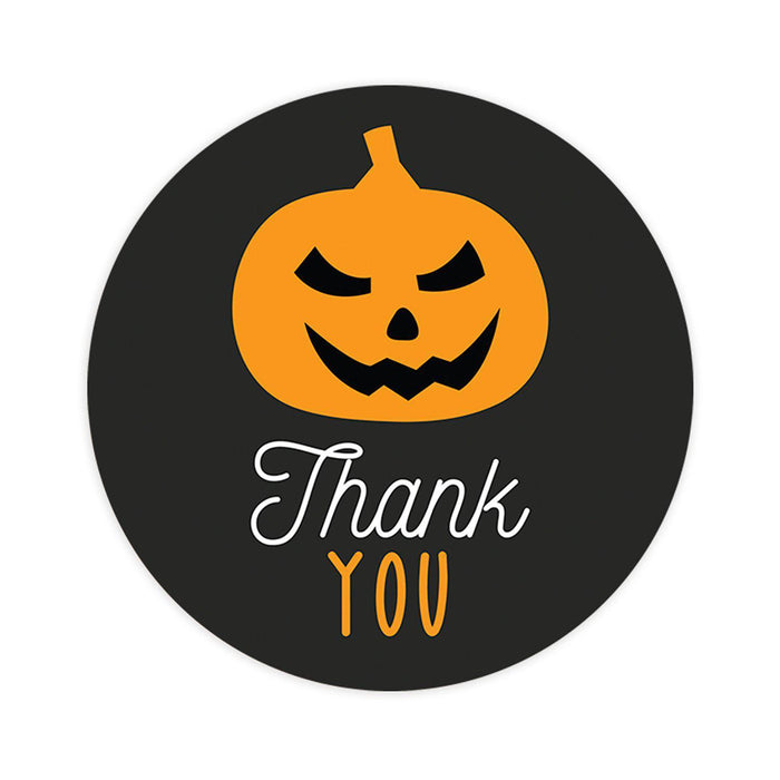 Halloween Thank You Stickers Labels For Kids Treat Bags Goodie, Halloween Party Favors-Set of 120-Andaz Press-Spooky Pumpkin-