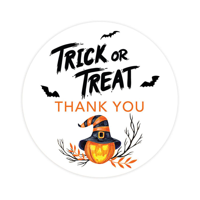 Halloween Thank You Stickers Labels For Kids Treat Bags Goodie, Halloween Party Favors-Set of 120-Andaz Press-Trick or Treat Pumpkin-