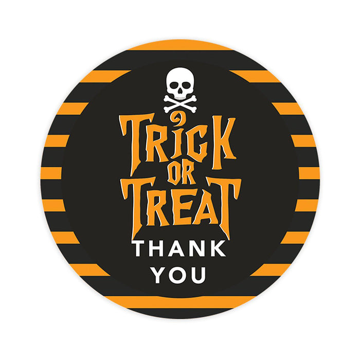 Halloween Thank You Stickers Labels For Kids Treat Bags Goodie, Halloween Party Favors-Set of 120-Andaz Press-Trick or Treat Skull-