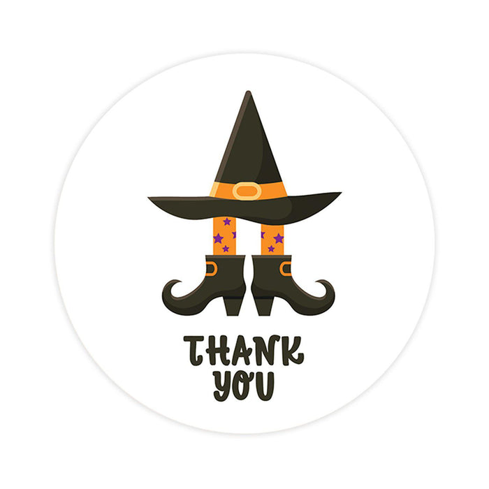 Halloween Thank You Stickers Labels For Kids Treat Bags Goodie, Halloween Party Favors-Set of 120-Andaz Press-Witch Hat and Boots-