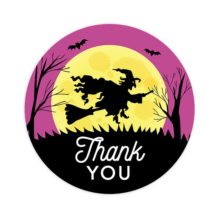 Halloween Thank You Stickers Labels For Kids Treat Bags Goodie, Halloween Party Favors-Set of 120-Andaz Press-Witch and Full Moon-