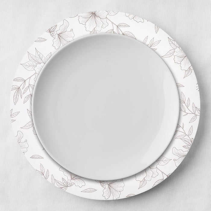 Hand Drawn Vintage Floral Acrylic Charger Plates-Set of 4-Koyal Wholesale-