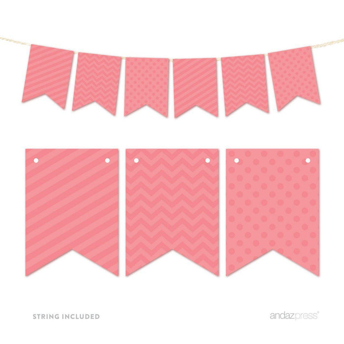 Hanging Pennant Banner Party Garland Decor-Set of 21-Andaz Press-Blush Pink-