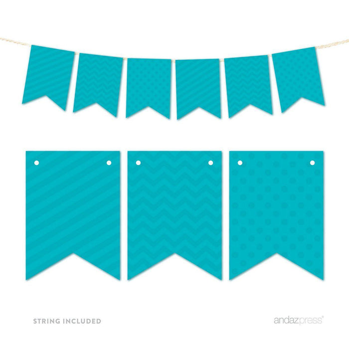 Hanging Pennant Banner Party Garland Decor-Set of 21-Andaz Press-Aqua-