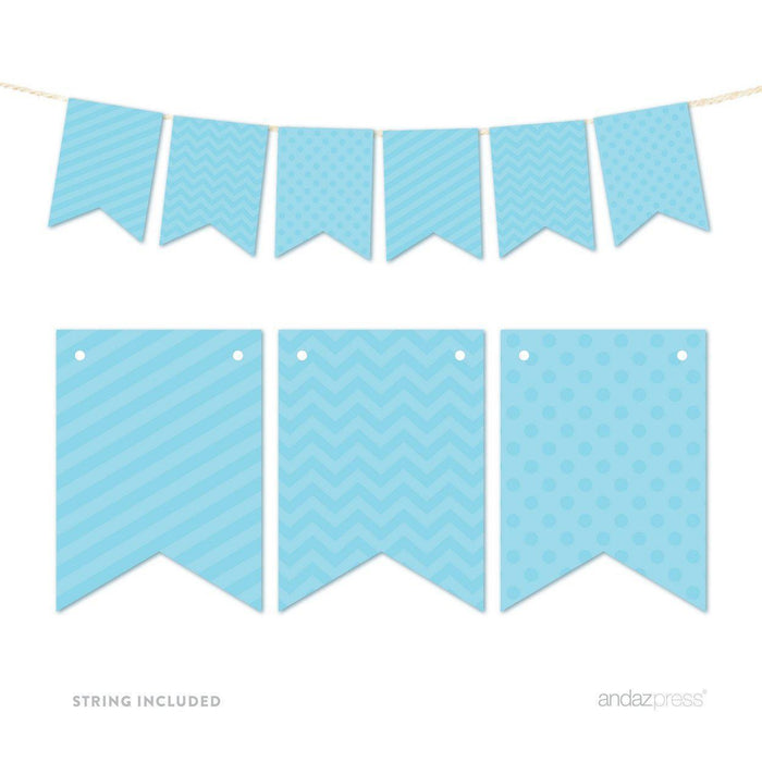 Hanging Pennant Banner Party Garland Decor-Set of 21-Andaz Press-Baby Blue-