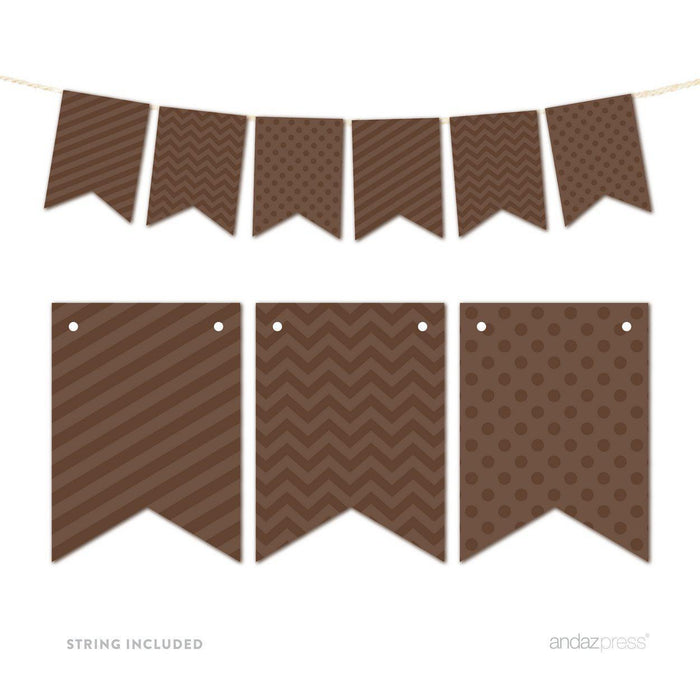 Hanging Pennant Banner Party Garland Decor-Set of 21-Andaz Press-Brown-