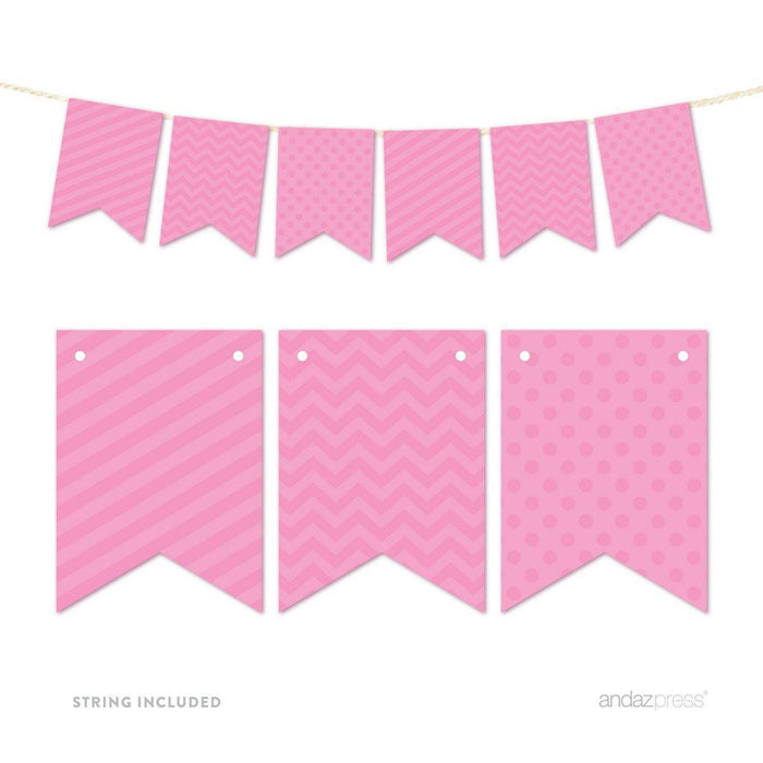 Hanging Pennant Banner Party Garland Decor-Set of 21-Andaz Press-Bubblegum Pink-