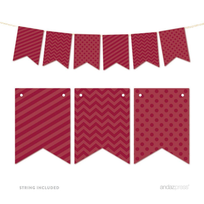 Hanging Pennant Banner Party Garland Decor-Set of 21-Andaz Press-Burgundy-