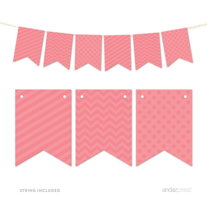 Hanging Pennant Banner Party Garland Decor-Set of 21-Andaz Press-Coral-