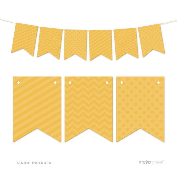 Hanging Pennant Banner Party Garland Decor-Set of 21-Andaz Press-Deep Yellow-