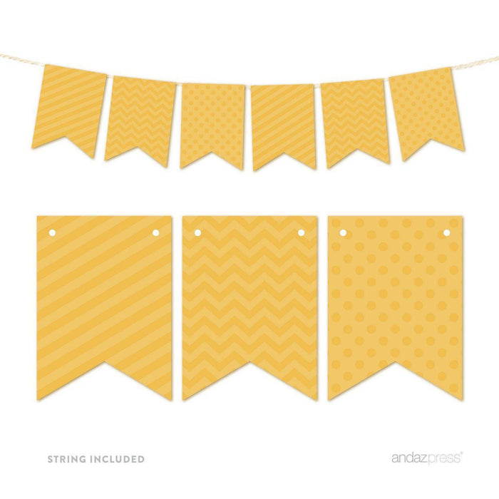 Hanging Pennant Banner Party Garland Decor-Set of 21-Andaz Press-Deep Yellow-