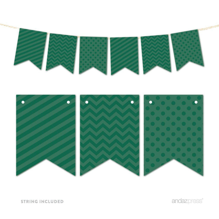 Hanging Pennant Banner Party Garland Decor-Set of 21-Andaz Press-Emerald Green-