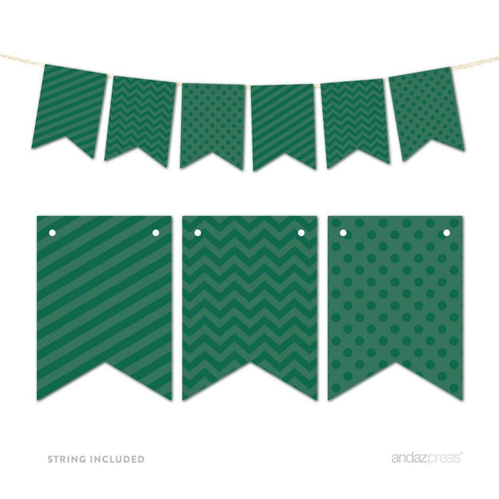 Hanging Pennant Banner Party Garland Decor-Set of 21-Andaz Press-Emerald Green-