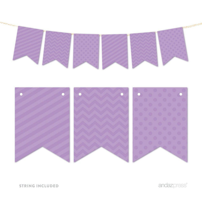 Hanging Pennant Banner Party Garland Decor-Set of 21-Andaz Press-Lavender-