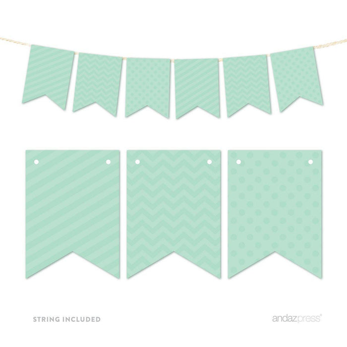 Hanging Pennant Banner Party Garland Decor-Set of 21-Andaz Press-Mint Green-