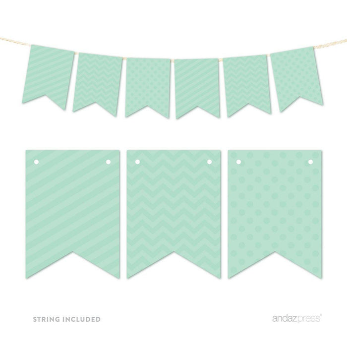 Hanging Pennant Banner Party Garland Decor-Set of 21-Andaz Press-Mint Green-